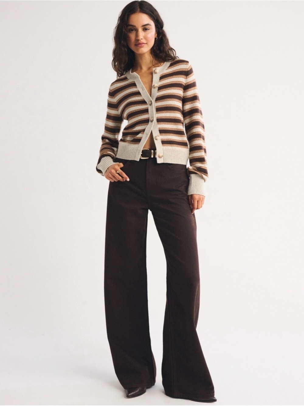 Abercrombie & Fitch High-Rise Wide-Leg Dark Brown Jeans 26 Long